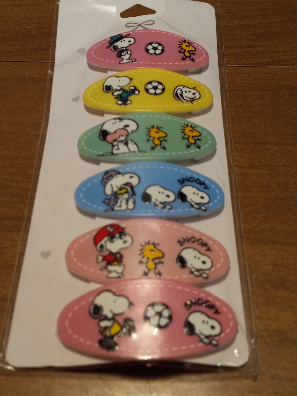 Snoopy Hair Clips - Pink, Yellow, Mint, Blue Assorted Set